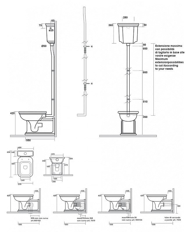 Бачок для унитаза с высокой трубой Kerasan Waldorf 418001bi фото 3