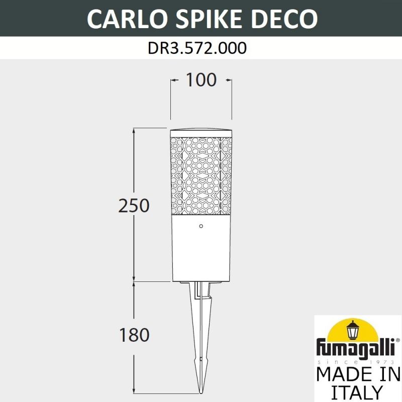 Ландшафтный светильник Fumagalli CARLO DECO серый, прозрачный DR3.572.000.LXU1L