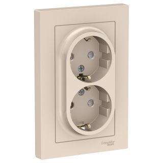 Электрическая розетка двухместная с рамкой Systeme Electric ATLASDESIGN BD-1495253