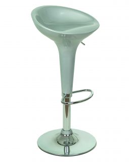 Барный стул Dobrin 1004-LM BOMBA,  цвет сиденья серебрянный металлик, цвет основания хром