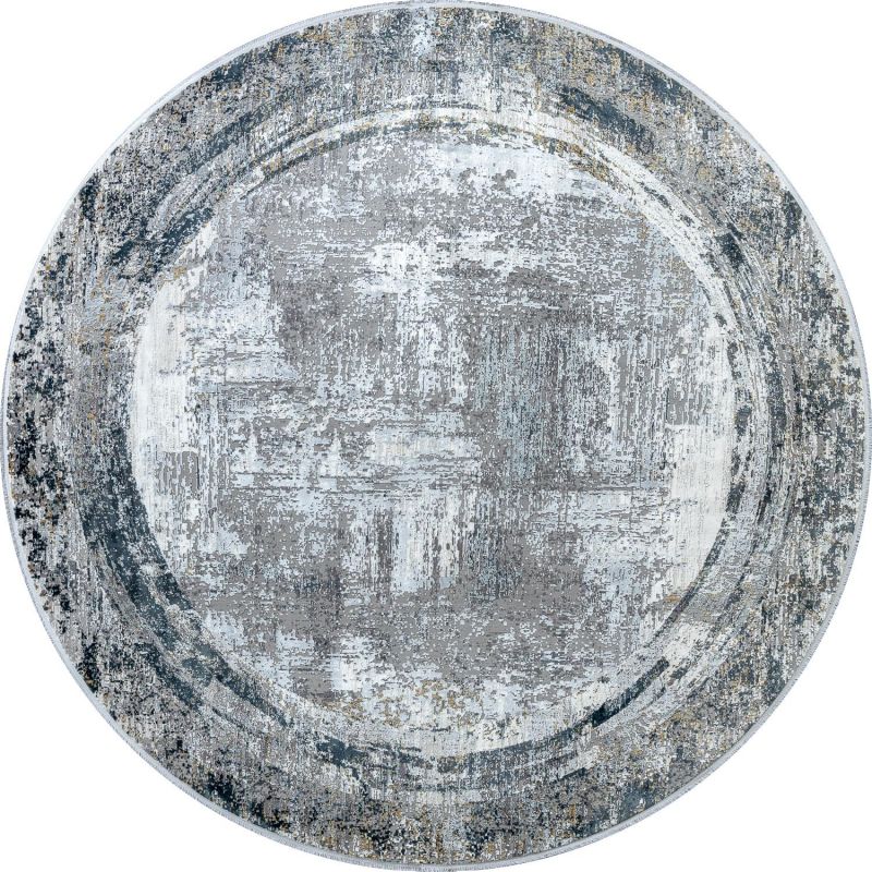 Турецкий ковер из эвкалиптового шёлка и акрила Carpet «ASPENDOS» M175A-C-DGRY-DGRY(Round) 200 x 200 см фото 1