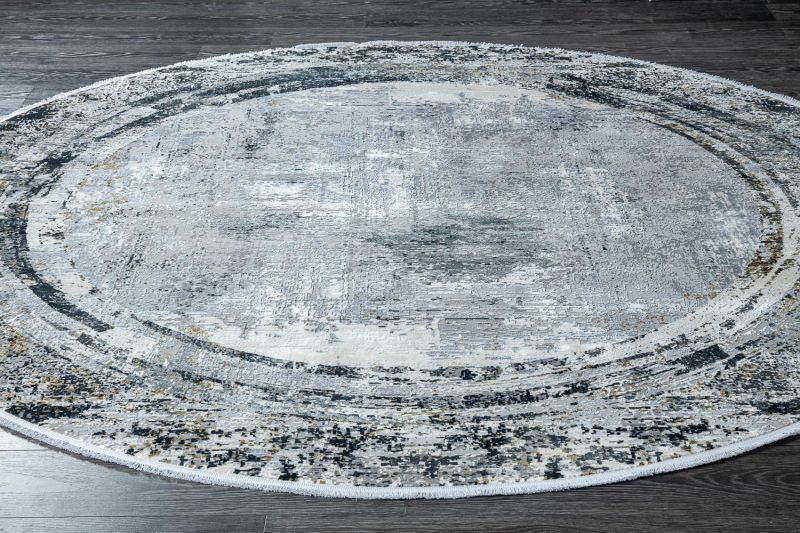 Турецкий ковер из эвкалиптового шёлка и акрила Carpet «ASPENDOS» M175A-C-DGRY-DGRY(Round) 200 x 200 см фото 3