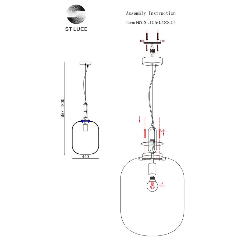 Светильник подвесной ST Luce BURASCA SL1050.423.01