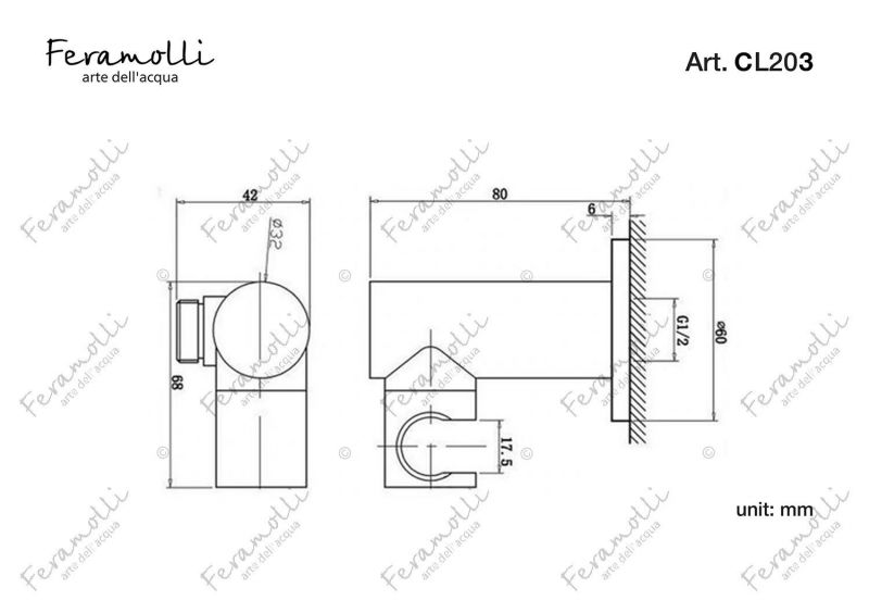 Подключение для шланга с держателем Feramolli Tropicale CL203, хром