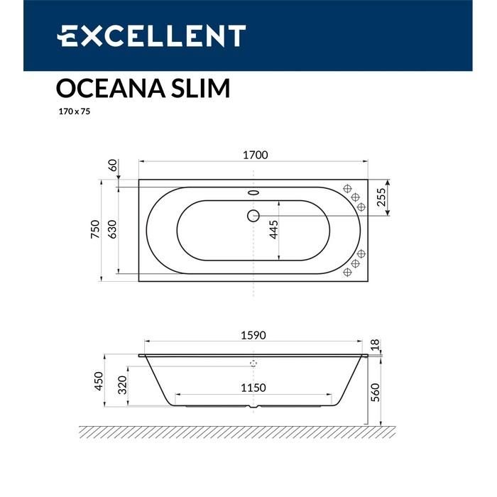 Акриловая ванна Excellent Oceana Slim WAEX.OCE17S.SOFT.BR 170x75 с г/м, бронза фото 4