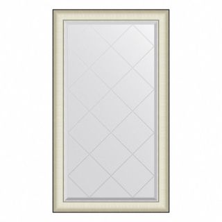 Зеркало настенное с гравировкой Evoform Exclusive-G в багетной раме белая кожа с хромом, 74х129 см, BY 4570