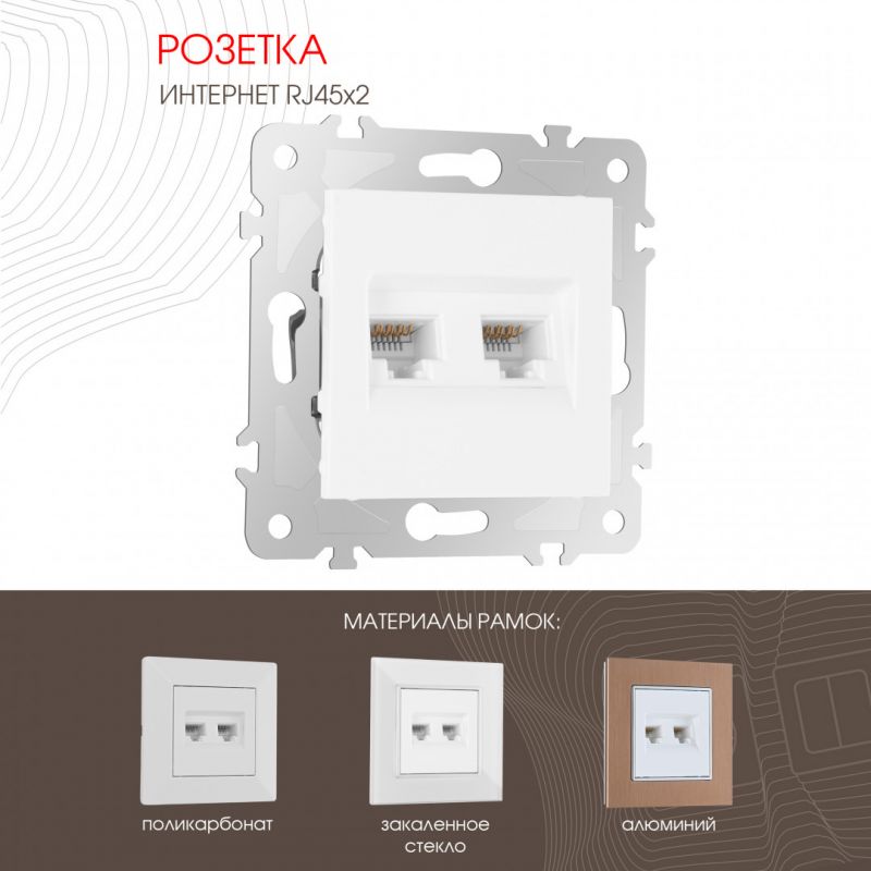 Розетка интернет Arte Milano RJ45 х 2 203.45-2.white