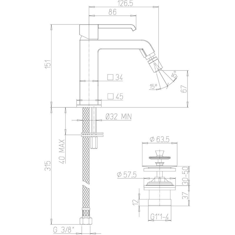 Смеситель для биде Paini Q 19CR306ESR