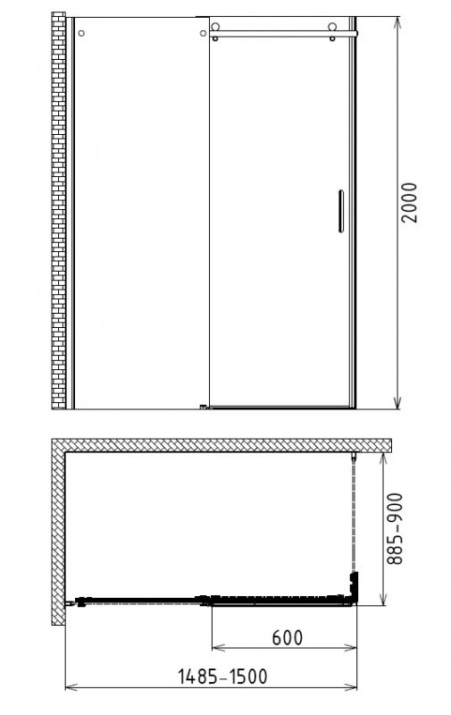 Душевой уголок Gemy Modern Gent 150x90, S25191B-A6-90