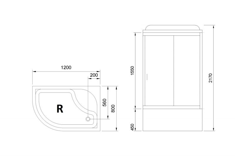 Душевая кабина Royal Bath  ВК RB8120BK5-BT-CH-R 80x120