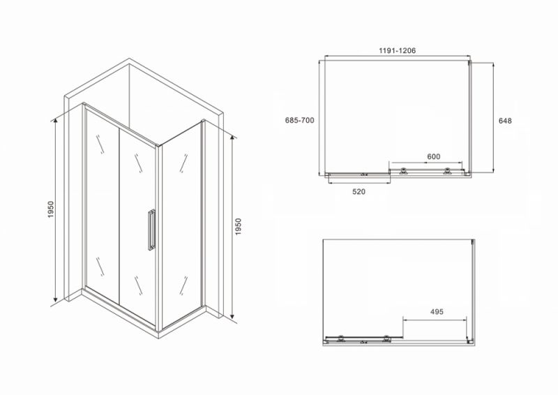 Душевой уголок Abber Schwarzer Diamant AG30120BH-S70B 120х70 см.