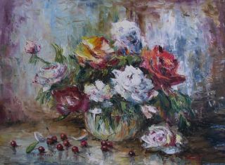 Картина "Вишни и розы" Светлана Круглова