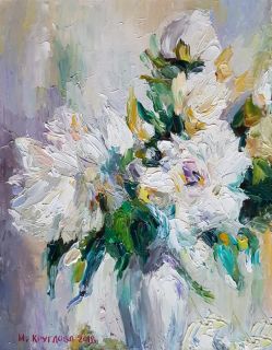 Картина "Белые пионы в вазе" Ирина Круглова
