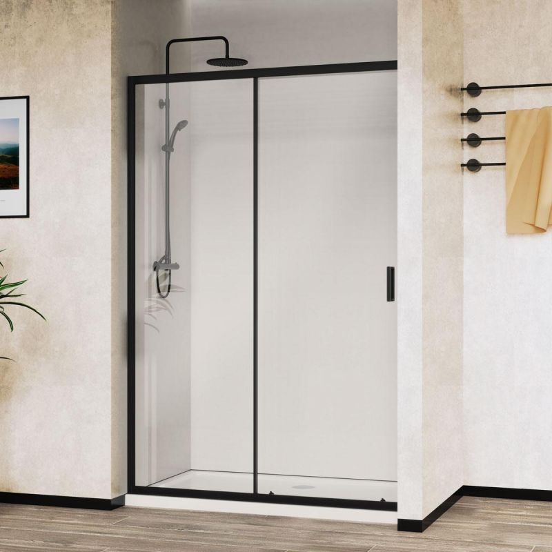Душевая дверь Vincea City VDS-5CT120CLB 1200, профиль черный, стекло прозрачное фото 2