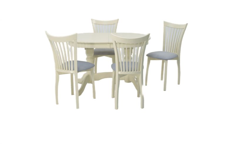 Обеденная группа стол Бизе со стульями Миранда,слоновая кость, серый F212020S00X4R001441S01