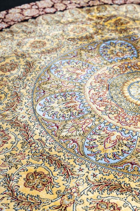 Иранский ковер из шёлка и модала Carpet «MASTERPIECE QUM» 051-21-GRAND MEDALION BLACK-GOLD 151 x 228 см фото 6