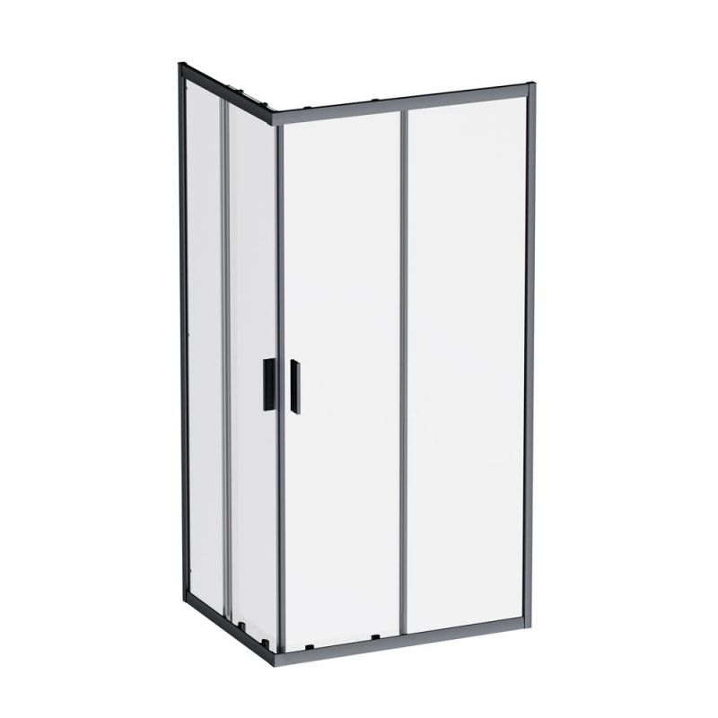 Душевой уголок AMPM Gem W90G-403-100280-BT 100x80 см, профиль черный матовый, стекло прозрачное фото 1