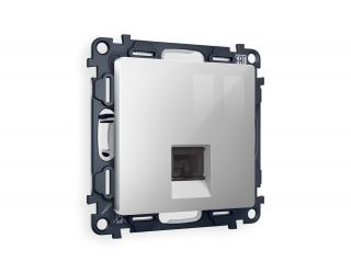 Комплект механизма компьютерной розетки Ambrella Volt ALFA Серебро глянец RJ-45(8P8C) CAT6 с шторкой (AP4120, VM188) MA412010