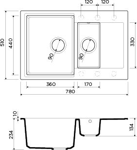 Кухонная мойка Omoikiri Daisen 78-2-BE 4993328 ваниль