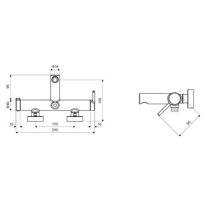 Смеситель для ванны Excellent Pi AREX.1205BL черный матовый