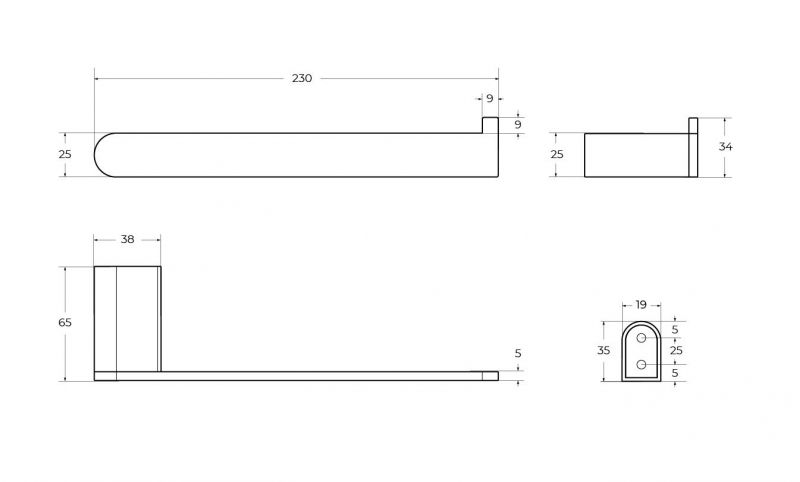 Полотенцедержатель CEZARES STYLUS-TH02-NOP, черный