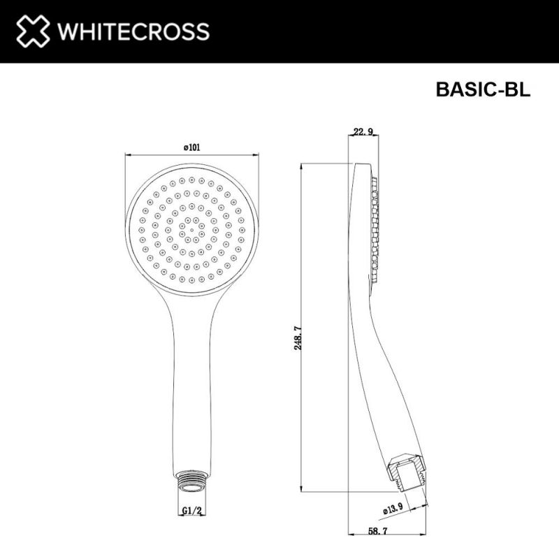 Душевая лейка WHITECROSS BASIC-BL, черная матовая