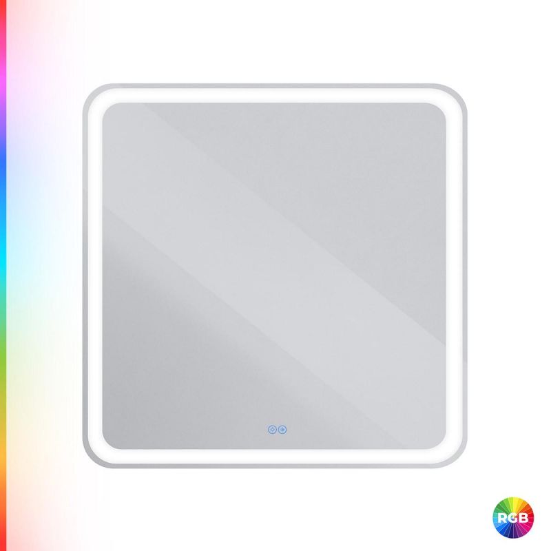 Зеркало для ванной CEZARES MULTICOLORE CZR-SPC-MC-800-800-RGB-TCH с RGB-подсветкой,сенсор, 80x80 фото 1