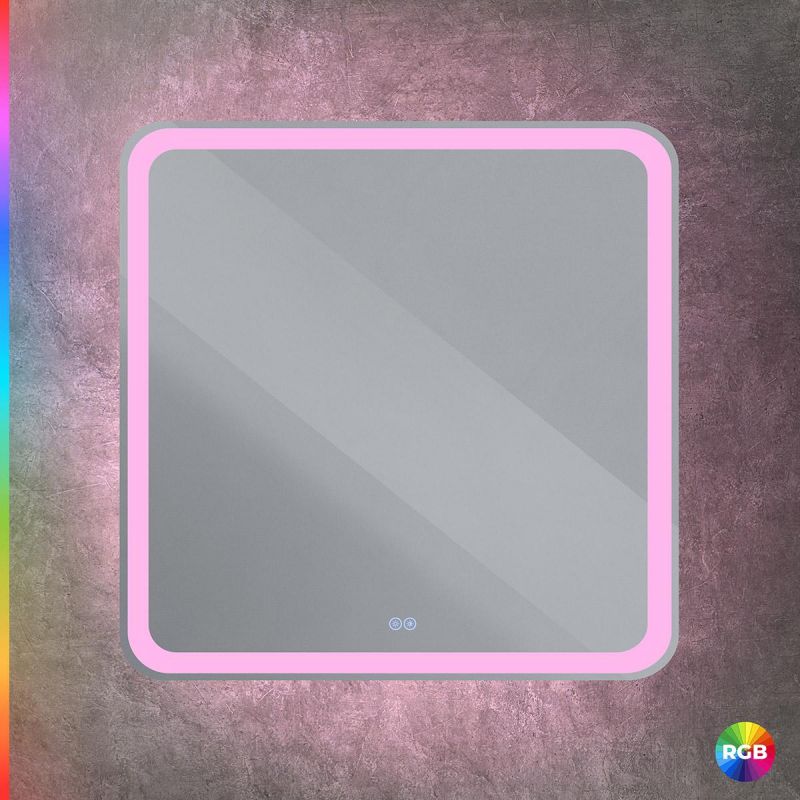 Зеркало для ванной CEZARES MULTICOLORE CZR-SPC-MC-800-800-RGB-TCH с RGB-подсветкой,сенсор, 80x80 фото 2