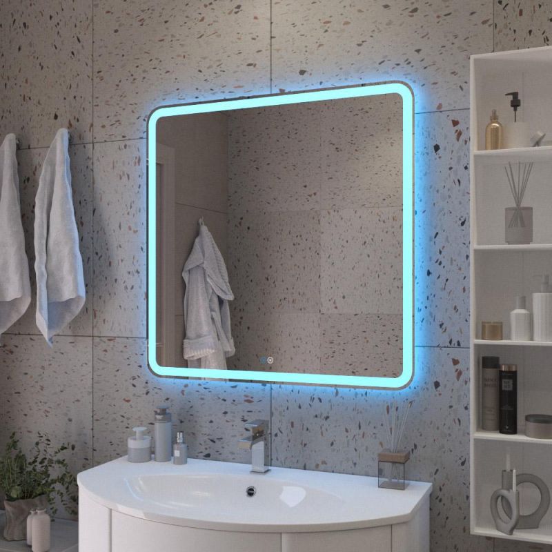 Зеркало для ванной CEZARES MULTICOLORE CZR-SPC-MC-800-800-RGB-TCH с RGB-подсветкой,сенсор, 80x80 фото 8