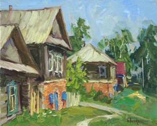 Картина "В деревне" 40x50 Вилков Андрей