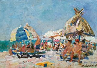 Картина "Жаркий день на пляже" Жукова Юлия