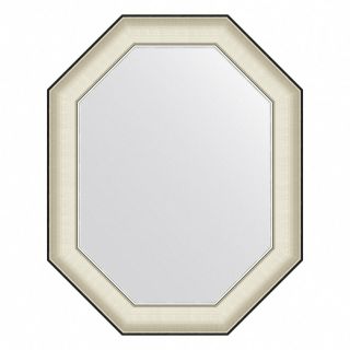 Зеркало настенное Evoform Octagon в багетной раме белая кожа с хромом, 59х74 см, BY 7443