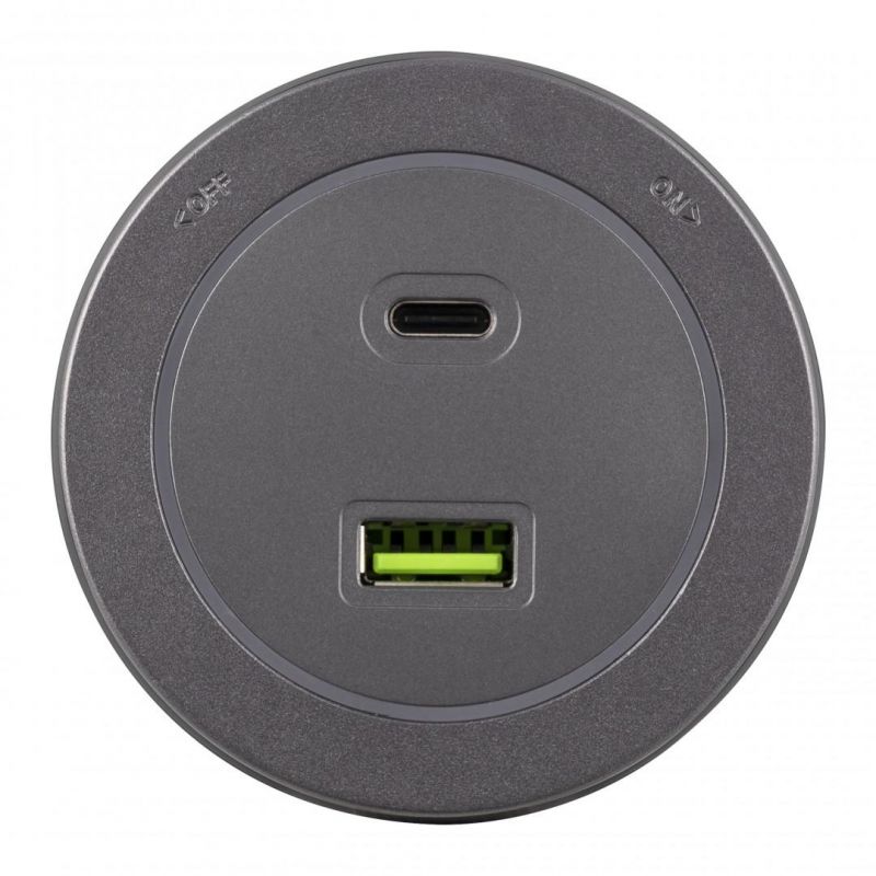 Трековая розетка Arte Milano 3.1A 250V 399731TS/USB-Type-C Grey фото 2