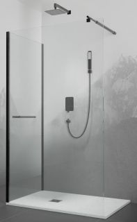 Душевой уголок RGW WA-005-1B (WA-002B+Z-060-2B) 90x100 см, профиль черный, стекло прозрачное