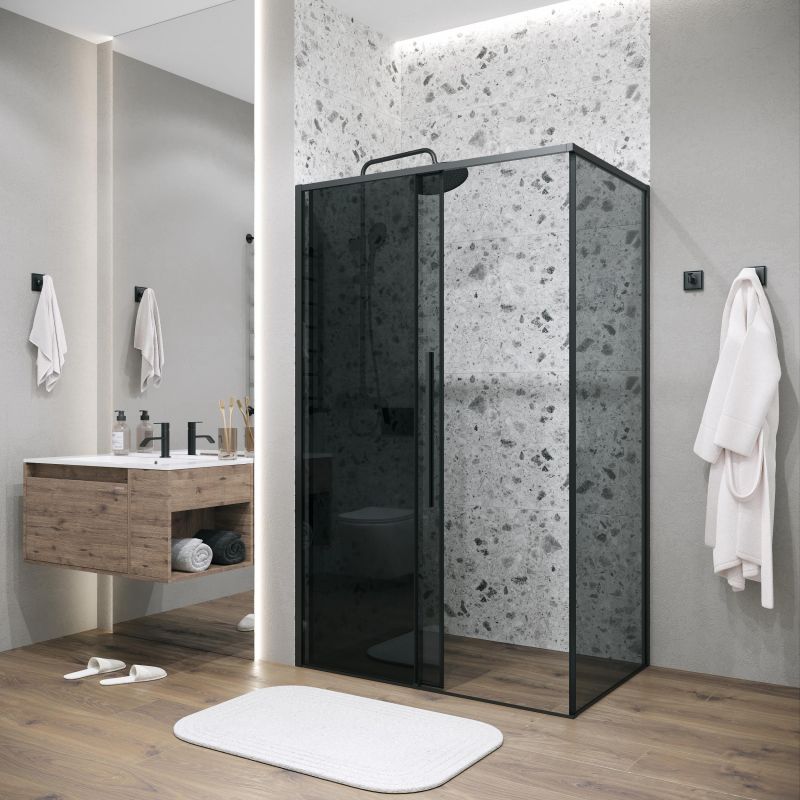 Душевой уголок Grossman Galaxy 120.K33.01.1010.21.10, 100х100 см, профиль черный матовый, стекло тонированное фото 6