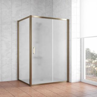 Душевой уголок Vegas Glass ZP+ZPV 130х100 05 10, профиль бронзовый, стекло матовое