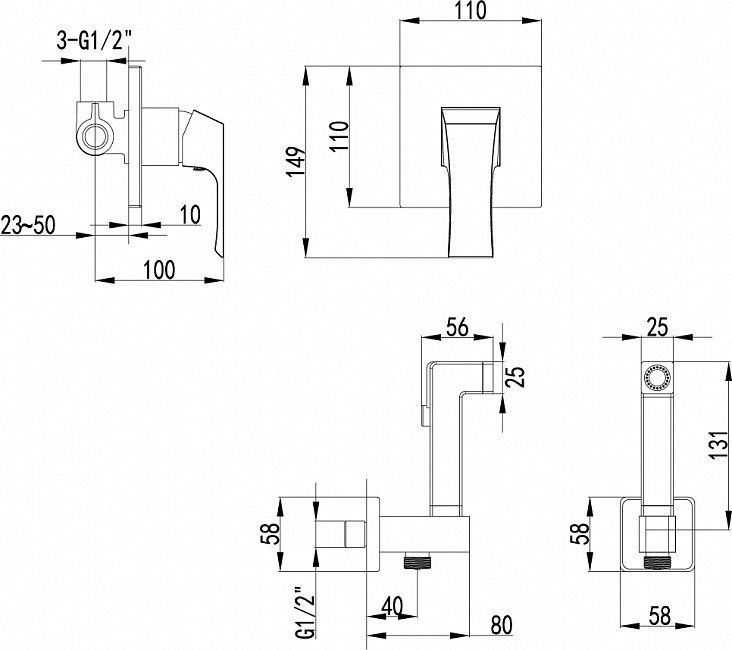 Гигиенический душ Lemark Unit LM4519C со смесителем фото 2