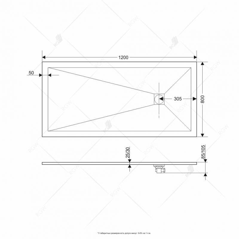 Душевой поддон RGW ST-W 16152812-01 120x80 см