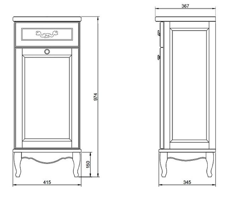 Комод ValenHouse Лиора-40 BD-2137167 белый ясень/бронза с б/к