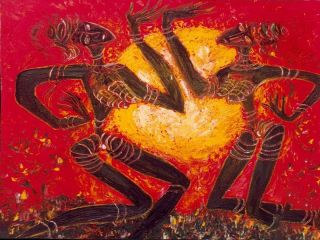 Картина "Танец амазонок на закате" 60x50 Лика Волчек