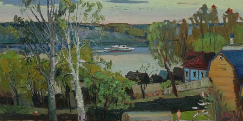 Картина "Весеннее утро на реке Волга" Аркадий Поляков