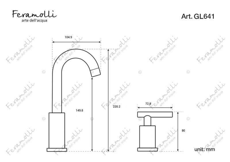 Смеситель для раковины Feramolli Croce GL641, золото