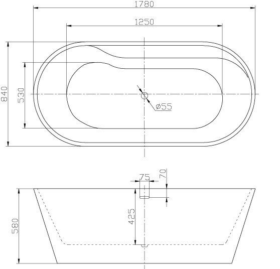 Акриловая ванна BelBagno BB14 178x84 фото 2