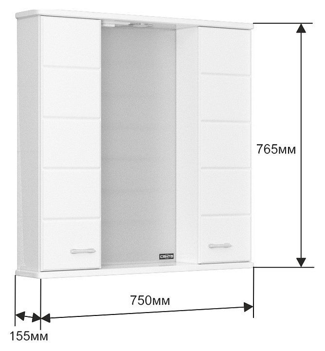 Зеркальный шкаф СанТа Омега-75 107005