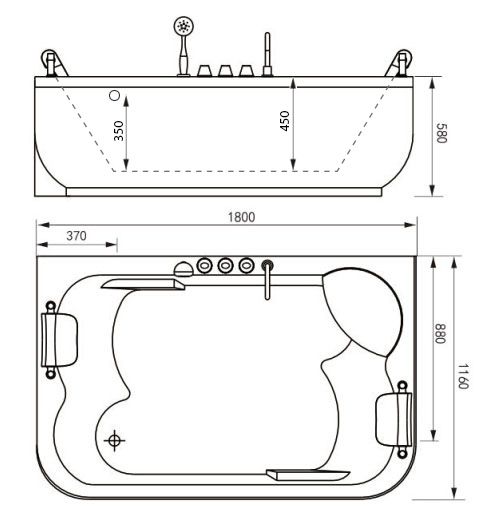 Акриловая ванна Gemy G9085 B L 180x116