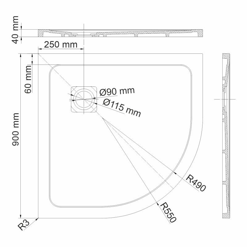 Душевой поддон WasserKraft Neime 19T 19T01 90x90 черный фото 2