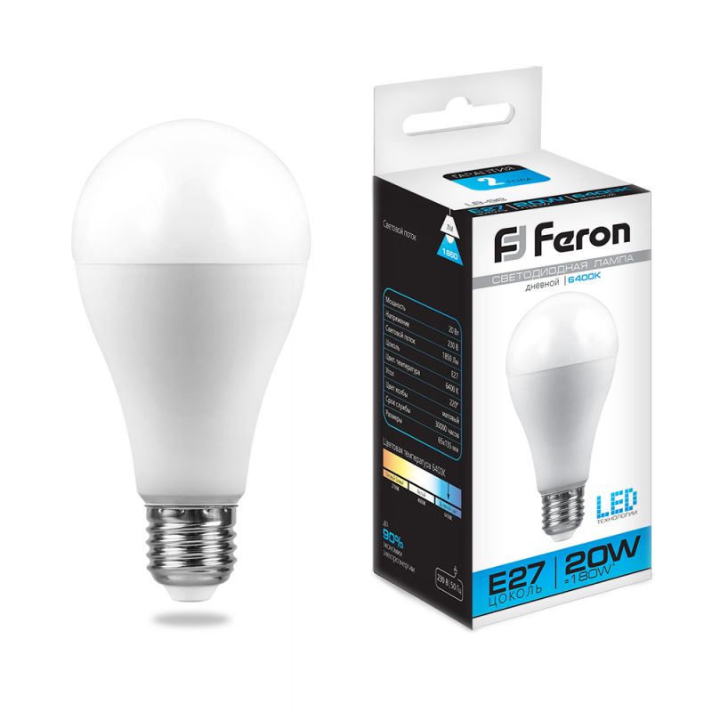 Лампа светодиодная Feron 20W E27 6400K 25789 фото 1