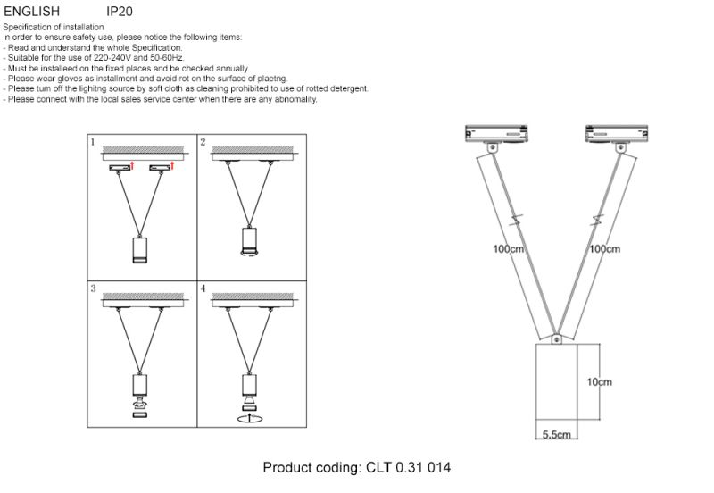 Светильник однофазный Crystal Lux CLT 0.31 014 WH