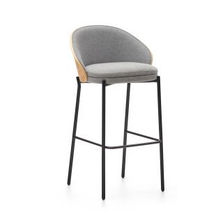 Барный стул Eamy светло-серый из шпона ясеня с натуральной отделкой La Forma (ex Julia Grup) BD-2607991