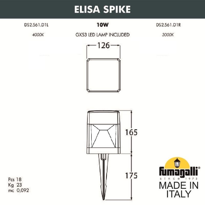 Садовый прожектор (ландшафтная подсветка) FUMAGALLI ELISA белый, прозрачный DS2.561.000.WXD1L фото 2